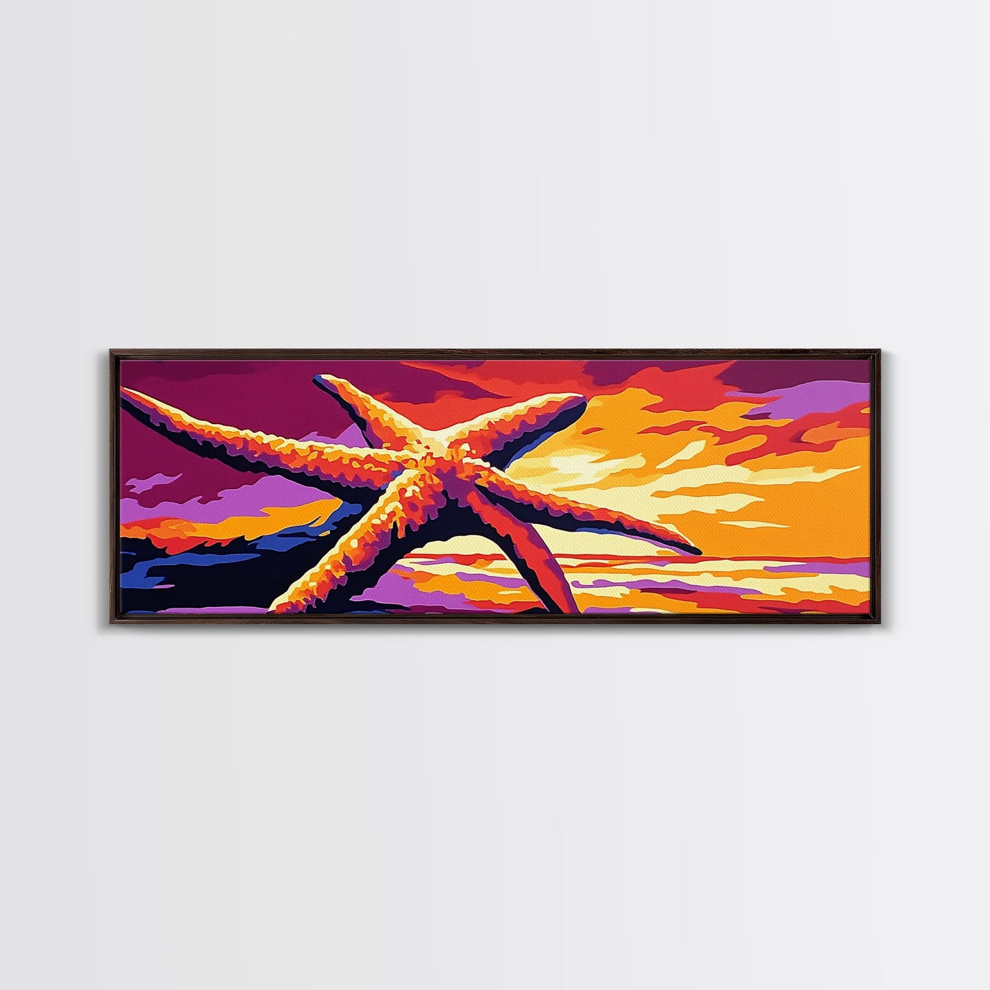 Starfish Sunset, Nautical Wall Art, Coastal Beach Decor, Ocean Scene, Canvas Print, Bold Colors, Seaside Living Room, Summer Vibes