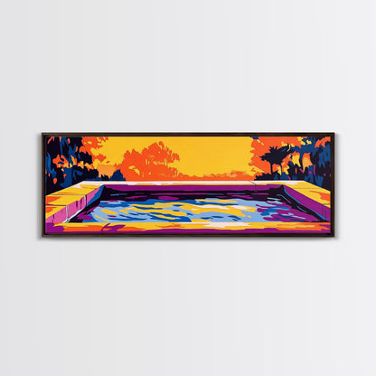 Modern Pool, Abstract Water, Canvas Print, Artistic Landscape, Sunset Glow, Vibrant Home Decor, Unique Wall Art, Office Decoration