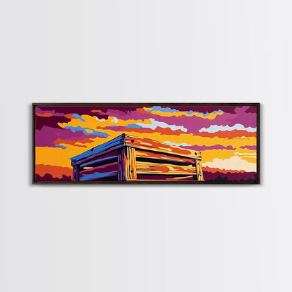 Wooden Box, Country Sunset, Canvas Print, Farmhouse Wall Art, Autumn Decor, Rustic Landscape Art, Warm Tones, Nature Wall Art