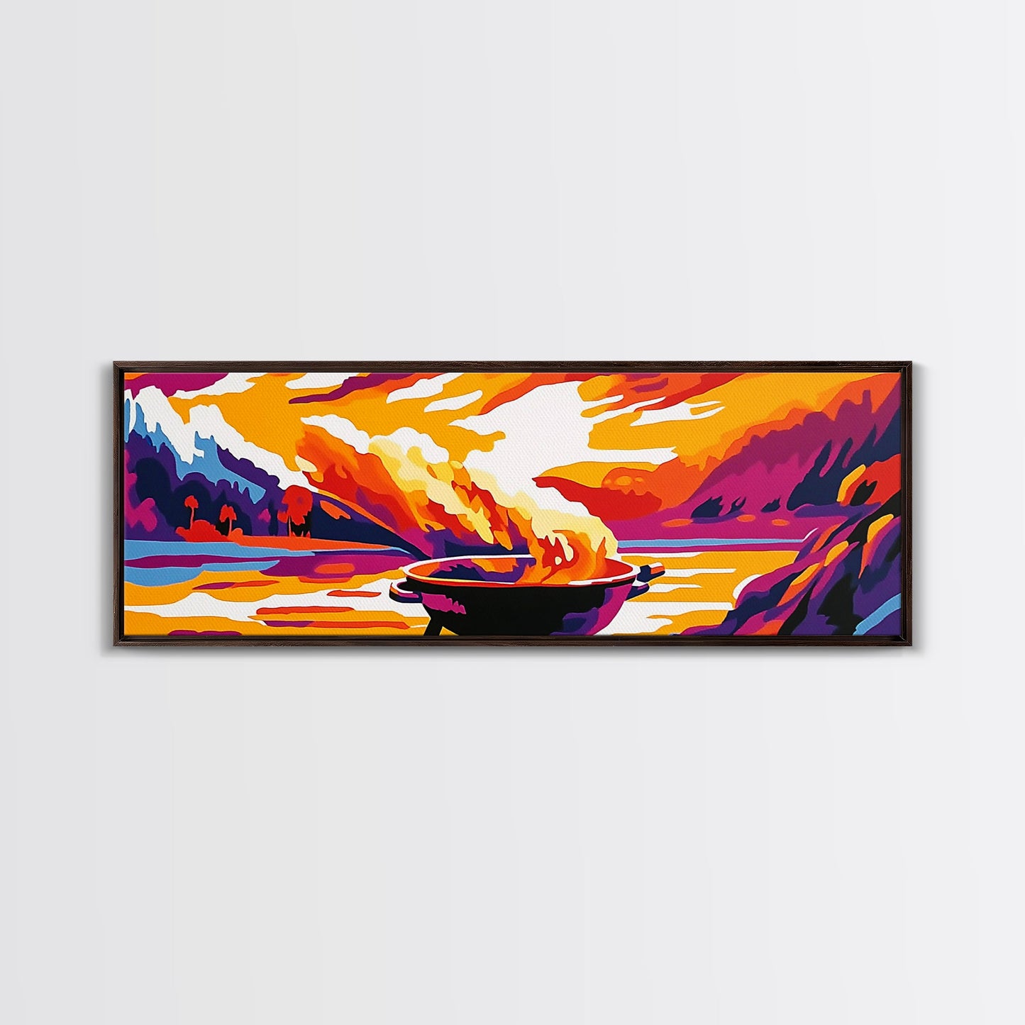 Campfire, Mountain Sunset, Wilderness Art, Canvas Print, Outdoor Enthusiast Gift, Rustic Decor, Living Room Wall Art, Warm Tones