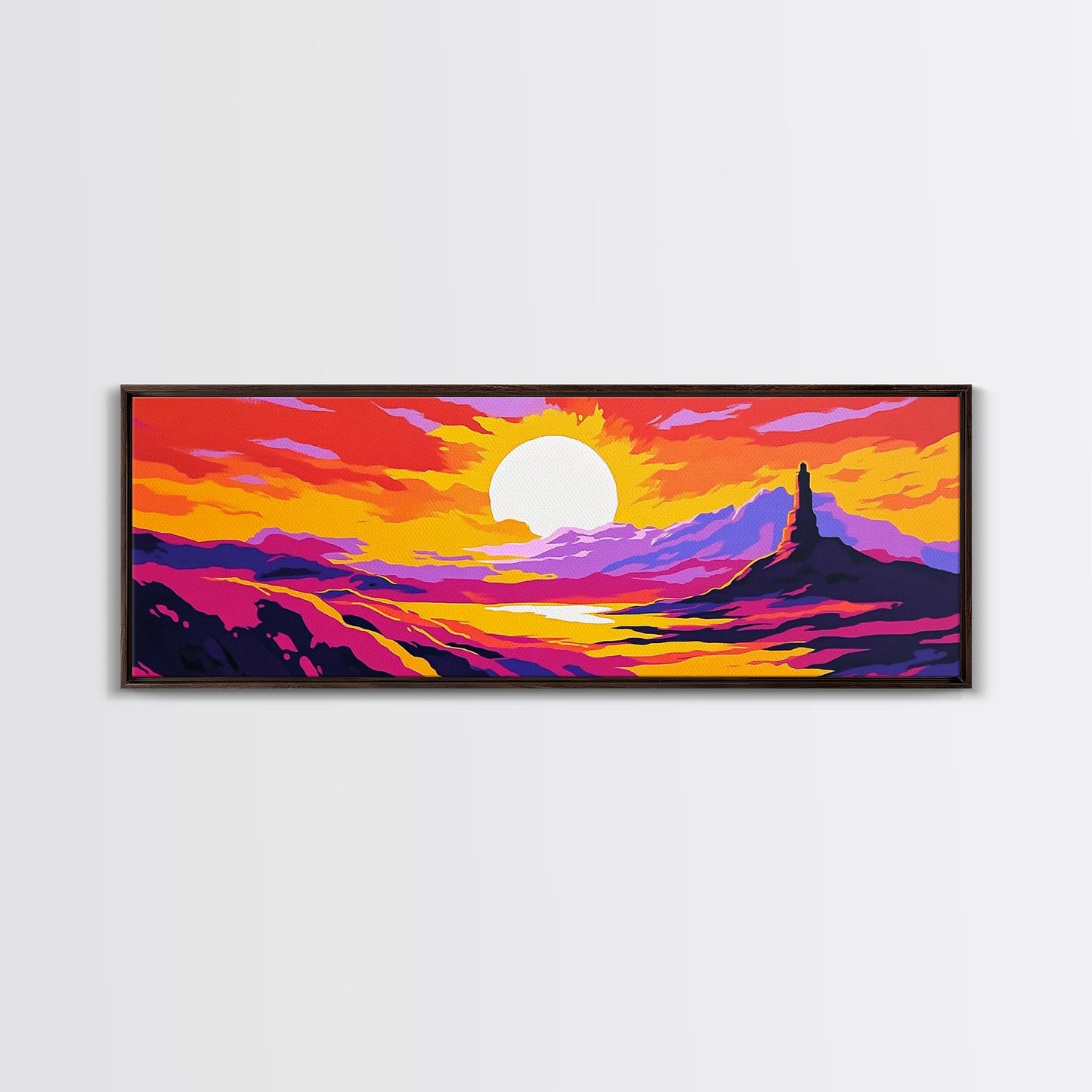 Desert Sunset Art, Western Landscape, Vibrant Canyon Painting, Bold Colorful Scenery, Rustic Wall Decor, Warm Southwest Vibes, Canvas Print