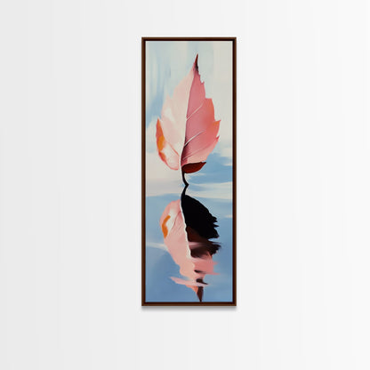 Floating Leaf, Autumn Reflection, Water Stillness, Canvas Print, Fall Wall Art, Minimalist Aesthetic, Tranquil Decor, Nature Inspired