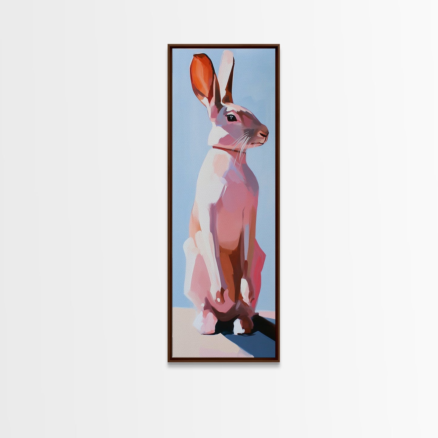 Rabbit Art, Modern Animal Decor, Pastel Bunny Painting, Minimalist Wildlife, Living Room Wall Art, Framed Canvas Print