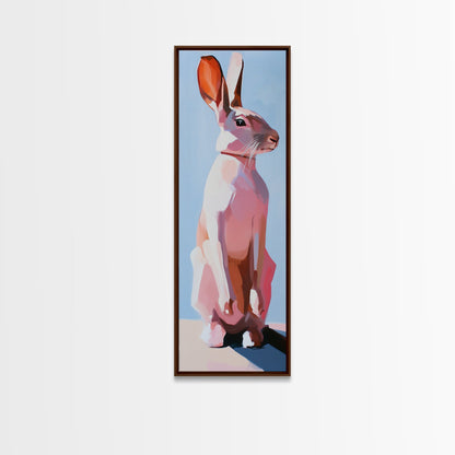 Rabbit Art, Modern Animal Decor, Pastel Bunny Painting, Minimalist Wildlife, Living Room Wall Art, Framed Canvas Print
