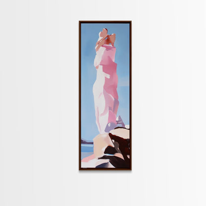 Surreale Felsformation, abstrakte Naturkunst, verträumtes Landschaftsgemälde, minimalistischer blauer Himmel, Wandbild fürs Büro, Leinwanddruck