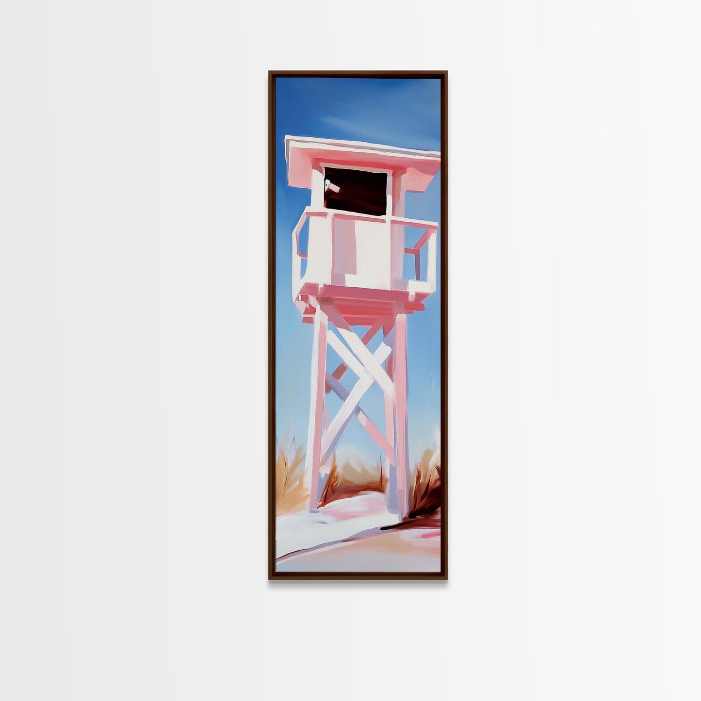Lifeguard Tower, Beach House Art, Coastal Minimalism, Summer Seascape, Canvas Print, Nautical Theme, Modern Wall Art, Living Room Decor
