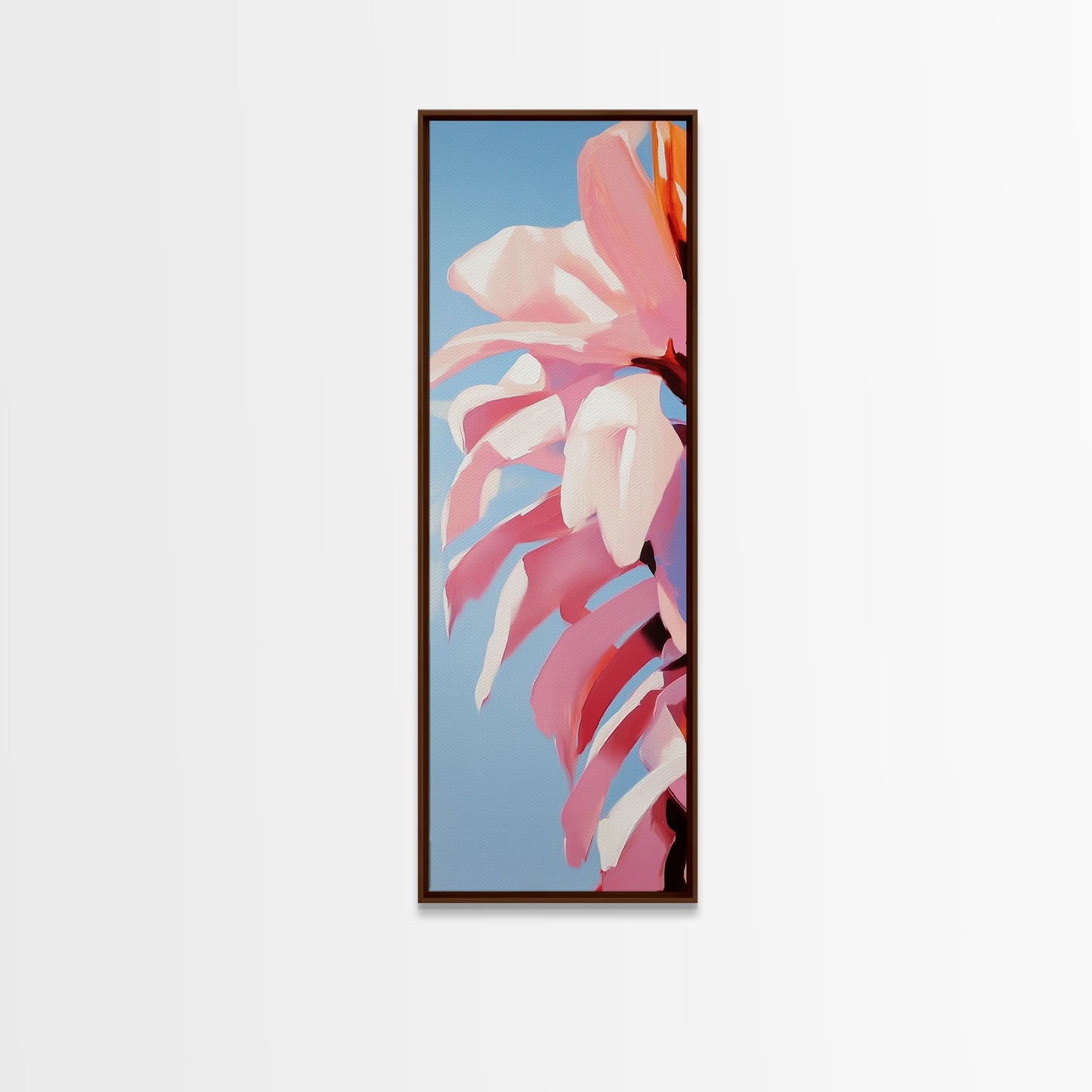 Blumenmotiv, rosa Blütenblätter, botanische Motive, Natur-Wandkunst, Schlafzimmer-Wanddekoration, feminine Ästhetik, modernes Blumenbild, Leinwanddruck