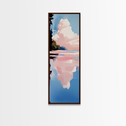 Pink Sky, Sunset Landscape, Coastal Art, Modern Wall Art, Minimalist Decor, Boho Aesthetic, Bedroom Art, Framed Canvas Print, Gift Idea