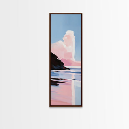 Pink Cloud, Dreamy Landscape, Soft Color Art, Aesthetic Sky, Boho Home Decor, Tranquil Seascape, Bedroom Wall Art, Framed Canvas Print