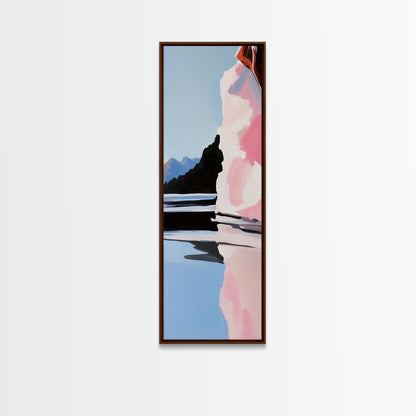 Scenic Lakeside, Moody Landscape, Framed Canvas Print, Nature Art, Soft Earthy Colors, Living Room Wall Art, Modern Minimalist