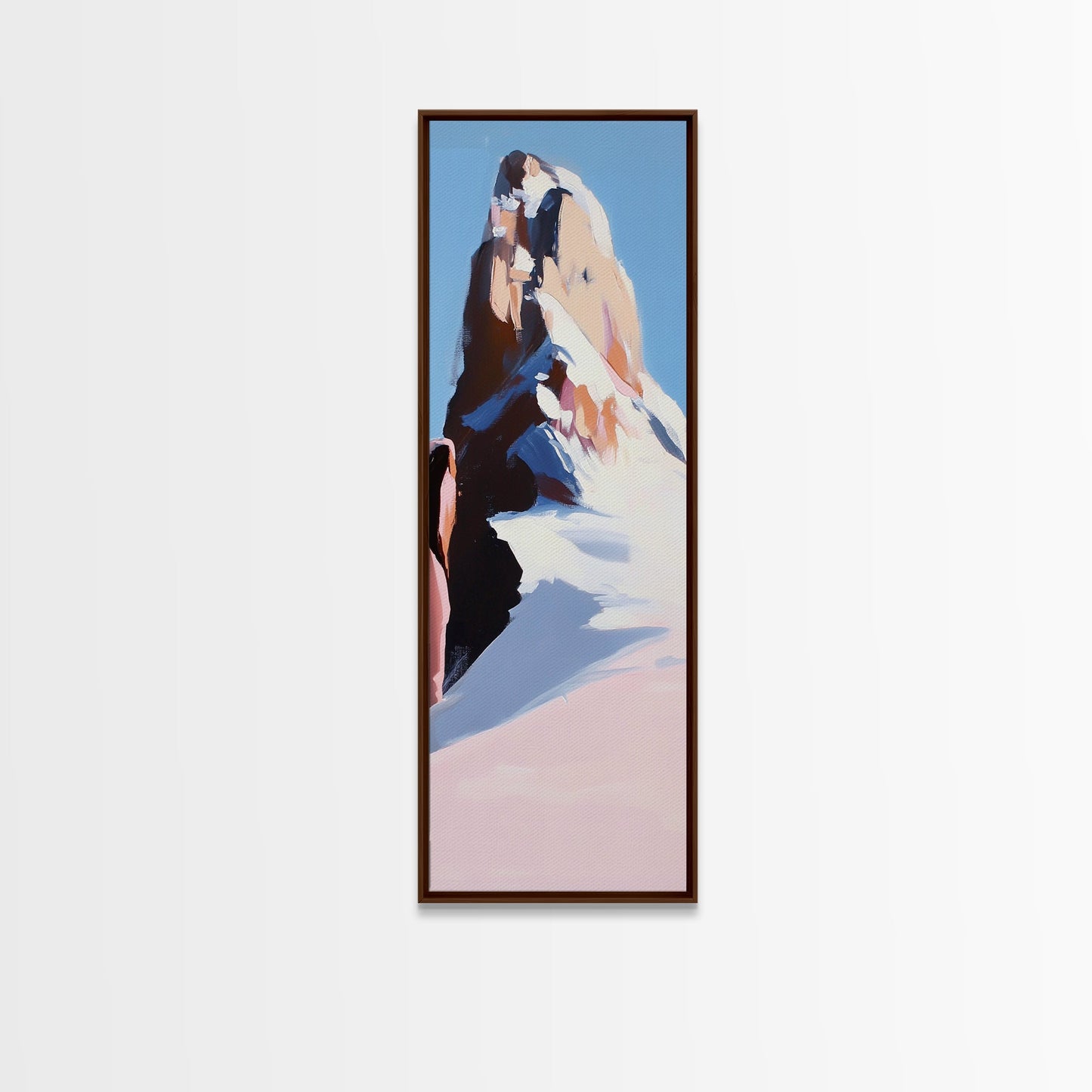 Mountain Modern Landscape, Snowy Peak, Framed Canvas Print, Contemporary Wall Art, Living Room Wall Art, Elegant Fine Art