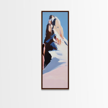 Mountain Modern Landscape, Snowy Peak, Framed Canvas Print, Contemporary Wall Art, Living Room Wall Art, Elegant Fine Art