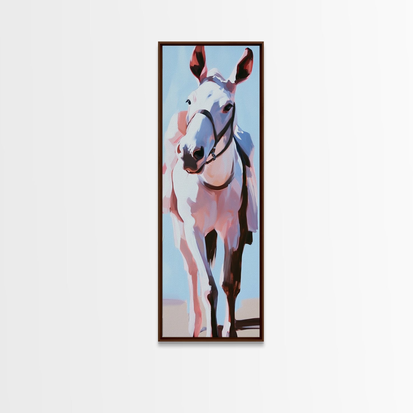 White Horse, Equestrian Art, Modern Farmhouse, Framed Canvas Print, Rustic Wall Art, Boho Western Style, Living Room Wall Art