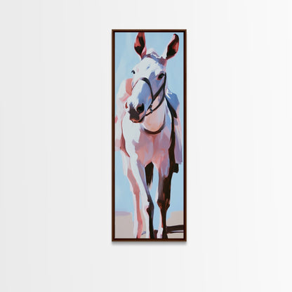 White Horse, Equestrian Art, Modern Farmhouse, Framed Canvas Print, Rustic Wall Art, Boho Western Style, Living Room Wall Art