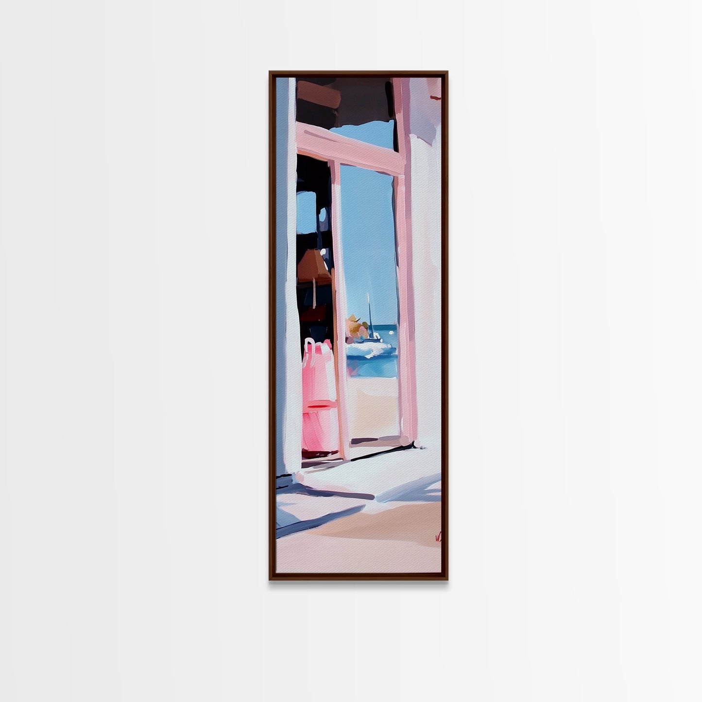 Ocean View, Beach Window, Coastal Reflection, Framed Canvas Print, Dreamy Seaside Scene, Living Room Wall Art, Minimalist Beach House