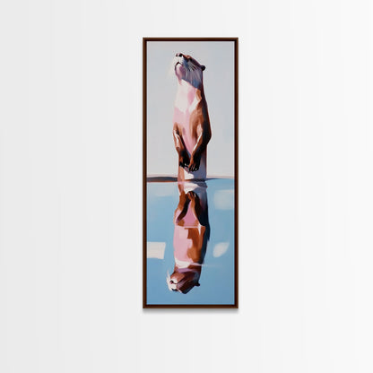 Otter Reflection, Wildlife Art, Nature Photography, Cute Animal, Minimalist Art, Boho Style, Unique Gift, Canvas Print
