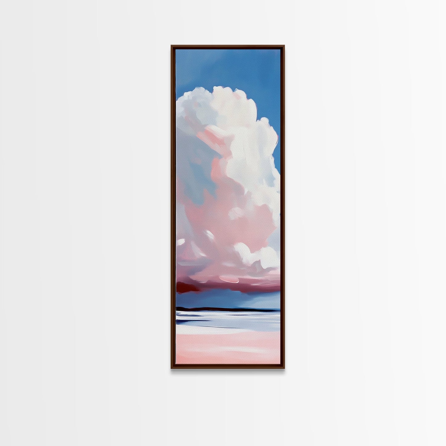 Cloudscape, Pink Sky, Soft Colors, Tranquil Atmosphere, Dreamy Home Decor, Boho Aesthetic, Bedroom Wall Art, Framed Canvas Print