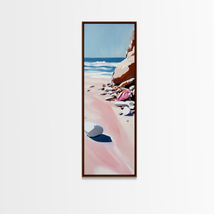 Sandy Beach, Coastal Escape, Ocean Bliss, Canvas Print, Beach House Decor, Minimalist Painting, Living Room Wall Art, Gift, Blue