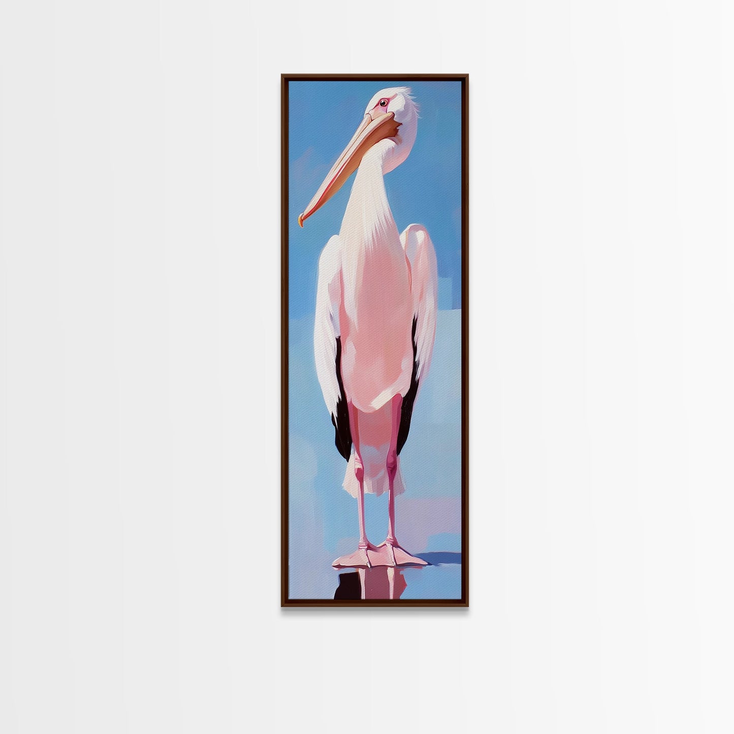 Pelican, Coastal Bird, Modern Beach Art, Nautical Home Decor, Ocean Animal, Boho Wall Art, Seaside Theme, Framed Canvas Print