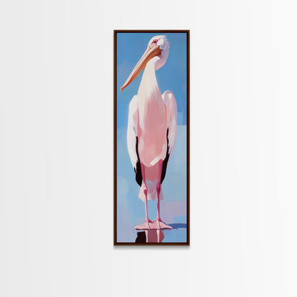 Pelican, Coastal Bird, Modern Beach Art, Nautical Home Decor, Ocean Animal, Boho Wall Art, Seaside Theme, Framed Canvas Print