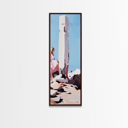 Stone Sculpture, Abstract Figure, Modern Minimalist Art, Desert Vibes, Contemporary Landscape, Earthy Tones, Framed Canvas Print