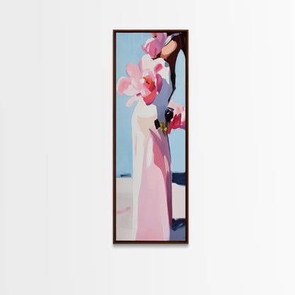 Floral Vase, Pink Magnolia, Modern Impressionist, Canvas Print, Botanical Wall Art, Elegant Decor, Bedroom Art, Feminine Aesthetic