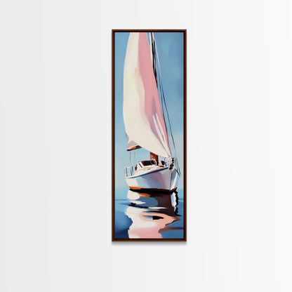 Sailboat Reflection, Nautical Painting, Coastal Wall Art, Canvas Print, Ocean Lover Gift, Modern Seascape, Beach House Decor