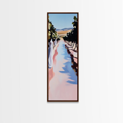 Weinbergweg, sanfte Hügel, ländliches Weinland, Leinwanddruck, naturnahe Wandkunst, elegante Landschaft, idyllische Naturszene