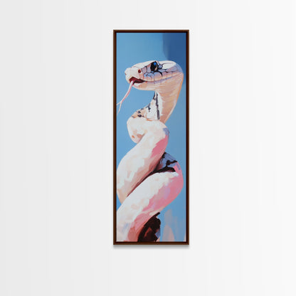 Coiled Snake, Wildlife Wall Art, Nature Print, Modern Animal Art, Framed Canvas Print, Boho Home Decor, Unique Statement Piece