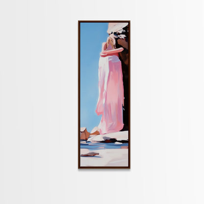 Embracing Couple, Romantic Wall Art, Beach Sunset, Minimalist Love Art, Framed Canvas Print, Dreamy Home Decor, Modern Aesthetic