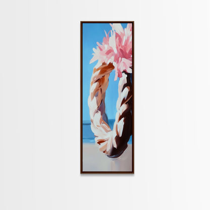 Blumenkranz, Boho-Chic-Kunst, zarte Pastellblumen, feminine Wanddekoration, frühlingshaftes Gemälde, gerahmter Leinwanddruck fürs Schlafzimmer