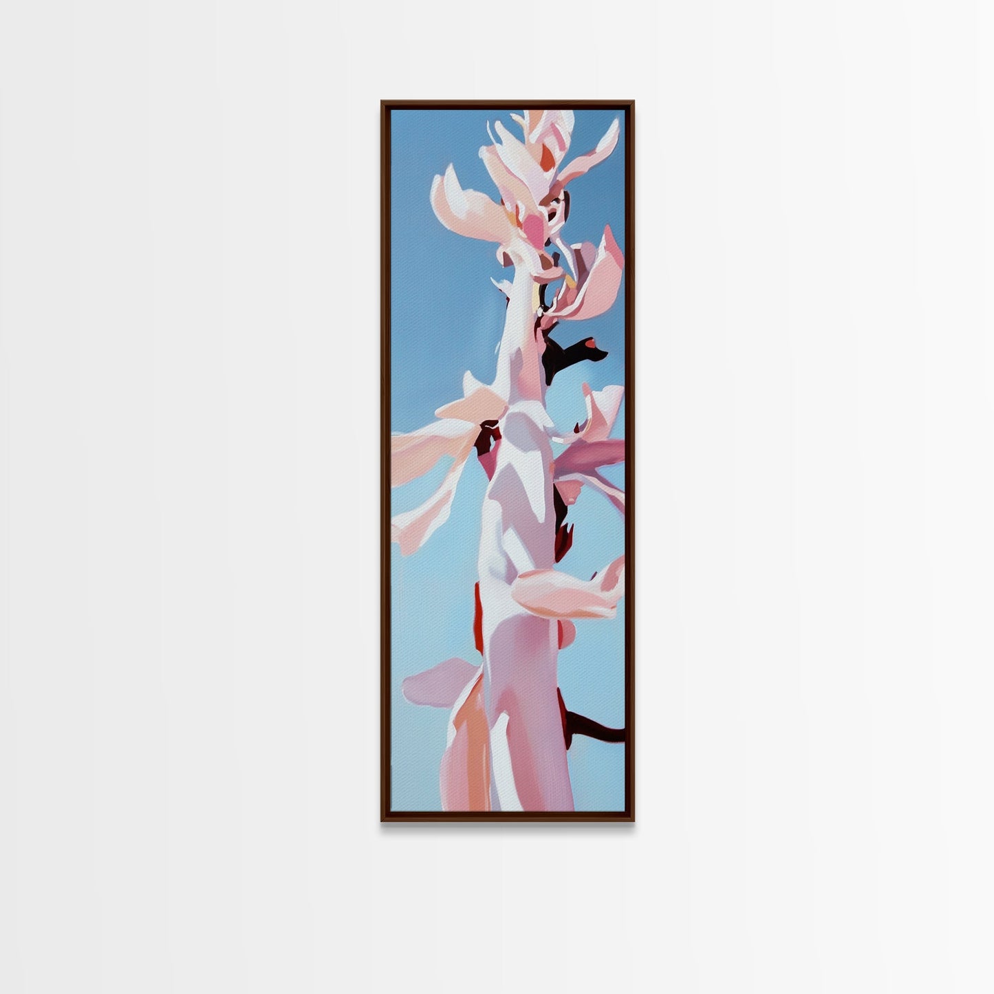 Pink Bloom, Floral Wall Art, Botanical Print, Framed Canvas Print, Modern Aesthetic, Minimalist Decor, Bedroom Art, Boho Artwork