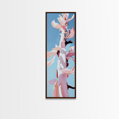 Pink Bloom, Floral Wall Art, Botanical Print, Framed Canvas Print, Modern Aesthetic, Minimalist Decor, Bedroom Art, Boho Artwork