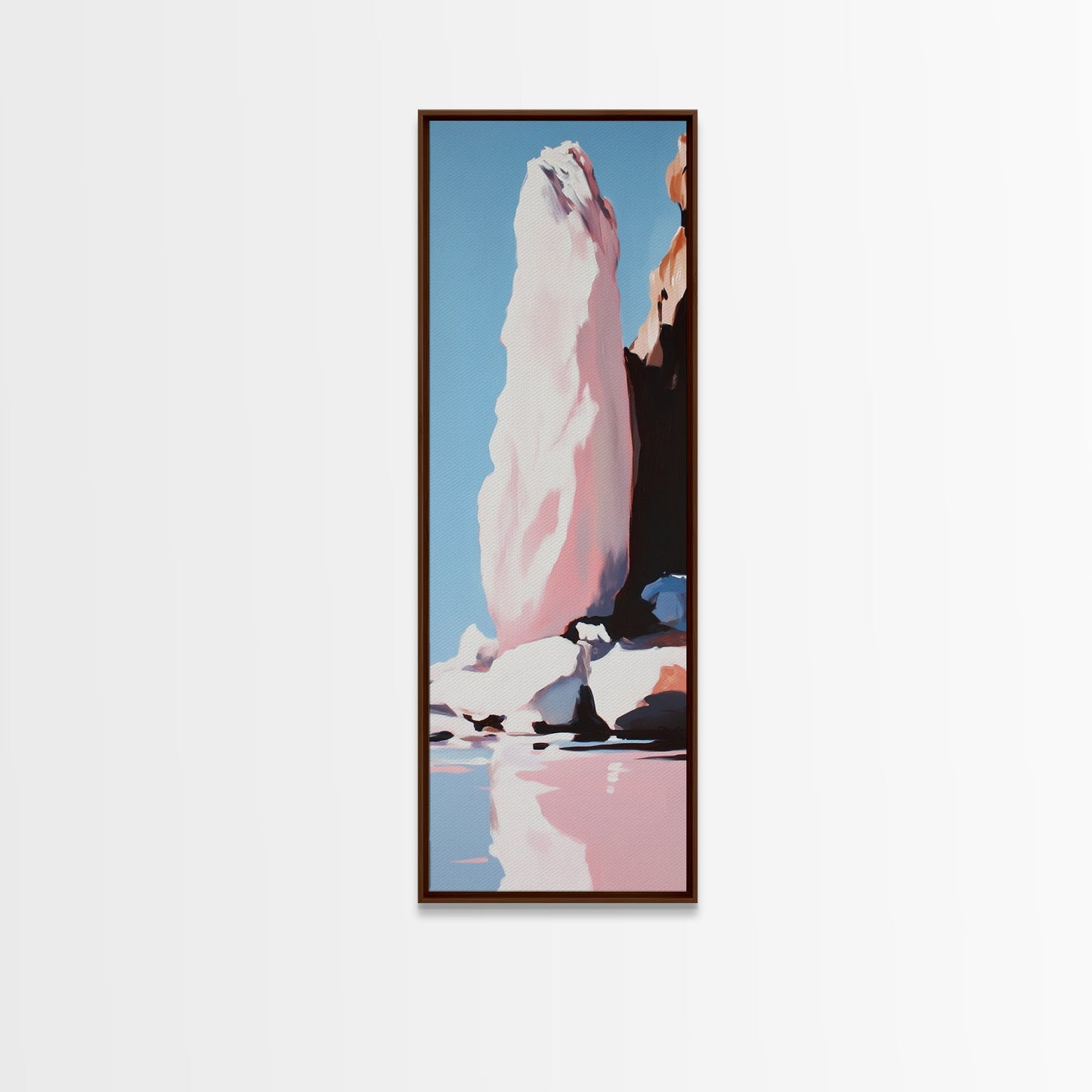 Iceberg, Arctic, Frozen Landscape, Blue, White, Modern Home Art, Minimalist, Winter, Living Room, Office, Framed Canvas Print