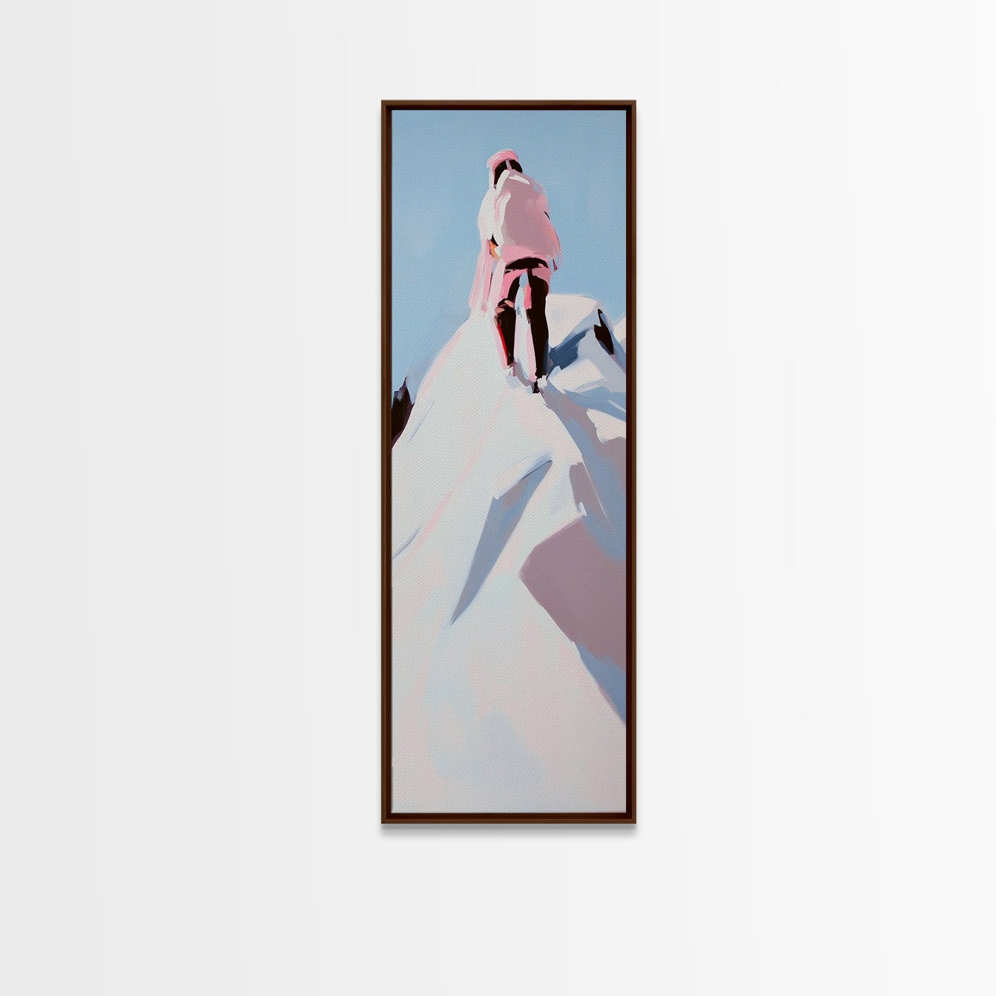 Mountain Climber, Winter Summit, Adventure Art, Framed Canvas Print, Minimalist Decor, Modern Office Art, Inspiring Wall Art, Gift Idea