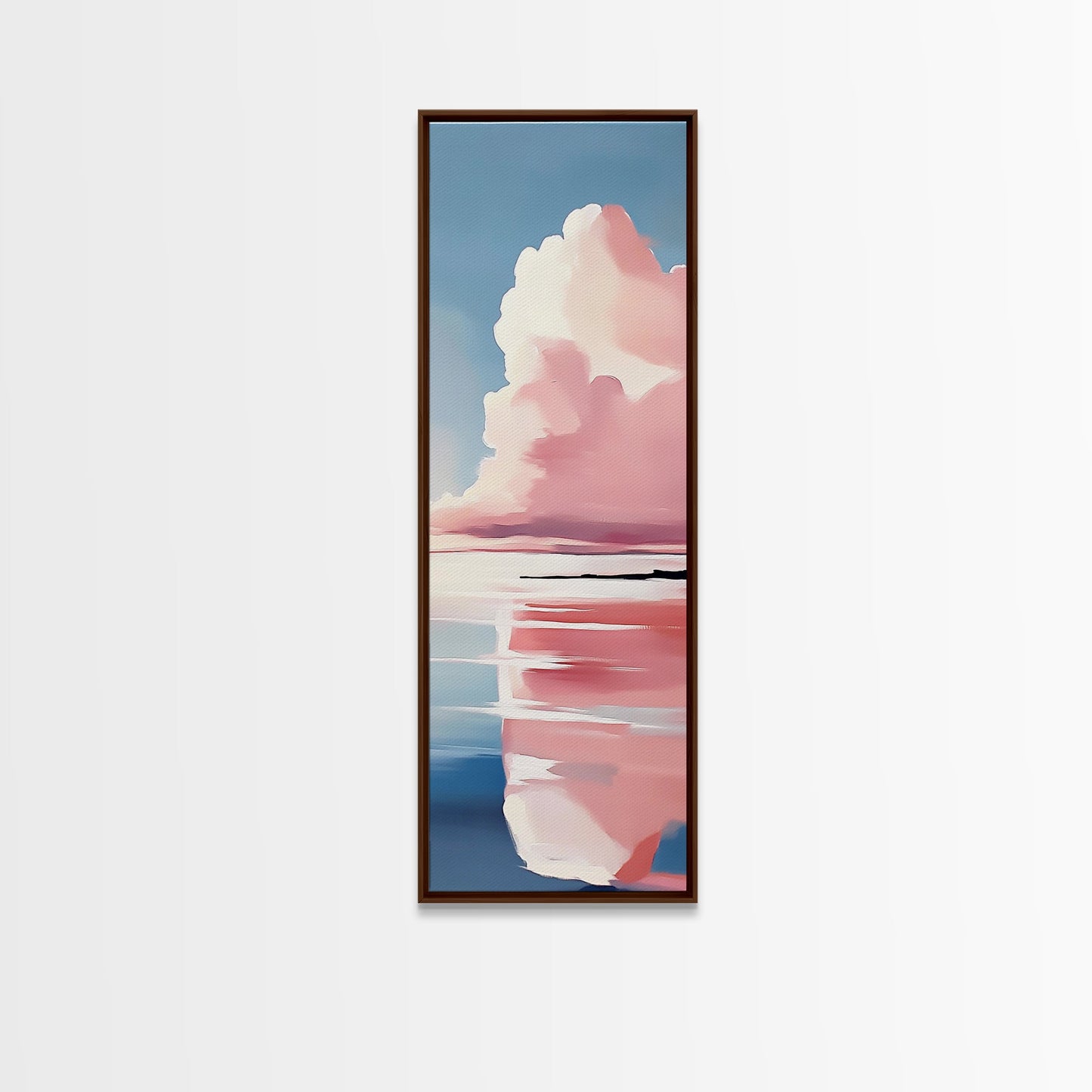 Pink Clouds, Coastal Wall Art, Minimalist Landscape, Modern Seascape, Large Framed Canvas Print, Living Room Art, Soft Pastel Decor