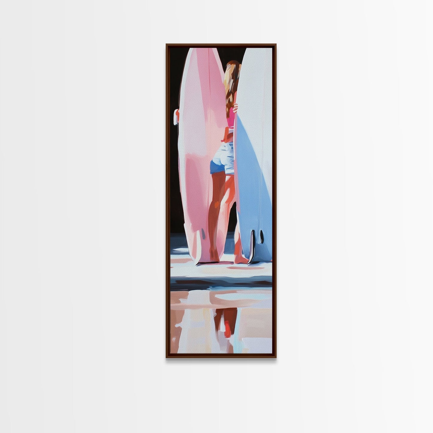 Surf Girl, Beach Aesthetic, Retro Coastal, Sun Kissed Art, Vibrant Summer Decor, Modern Framed Canvas Print, Ocean Lover Gift, Boho Style