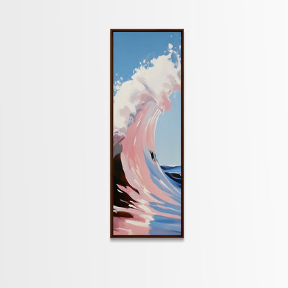 Ocean Wave, Surf Art, Dynamic Seascape, Blue Pink Aesthetic, Beach Lover Gift, Coastal Home Decor, Framed Canvas Print, Modern Wall Art