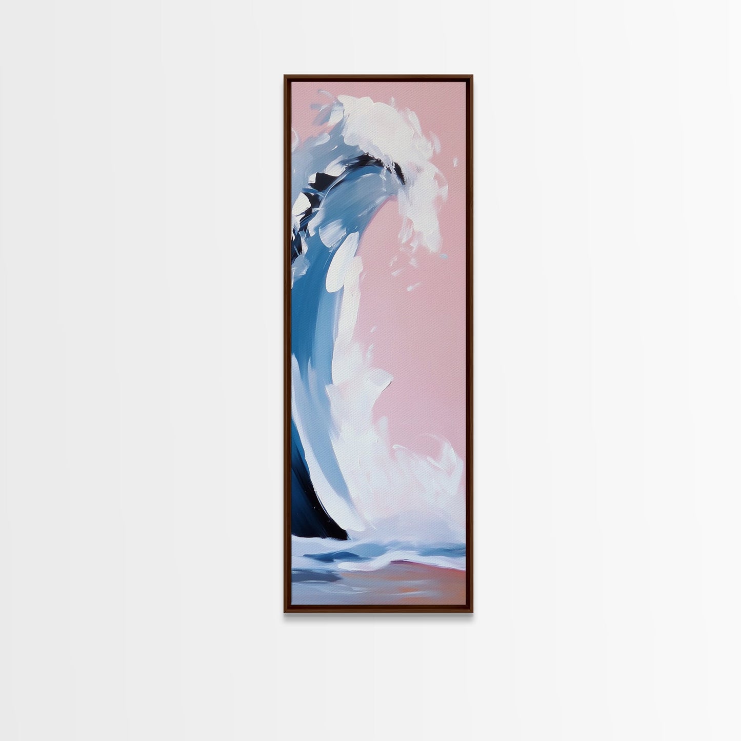 Pink Wave, Surfing Wall Art, Coastal Energy, Abstract Seascape, Ocean Motion, Beach Inspired Framed Canvas Print, Minimalist Home Decor