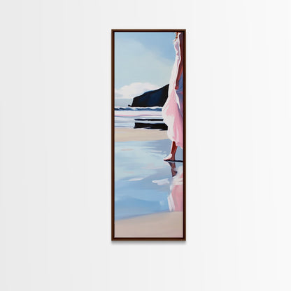Woman by Ocean, Coastal Art, Canvas Print, Romantic Seascape, Minimalist Decor, Modern Art, Pastel Beach Scene, Living Room Wall Art