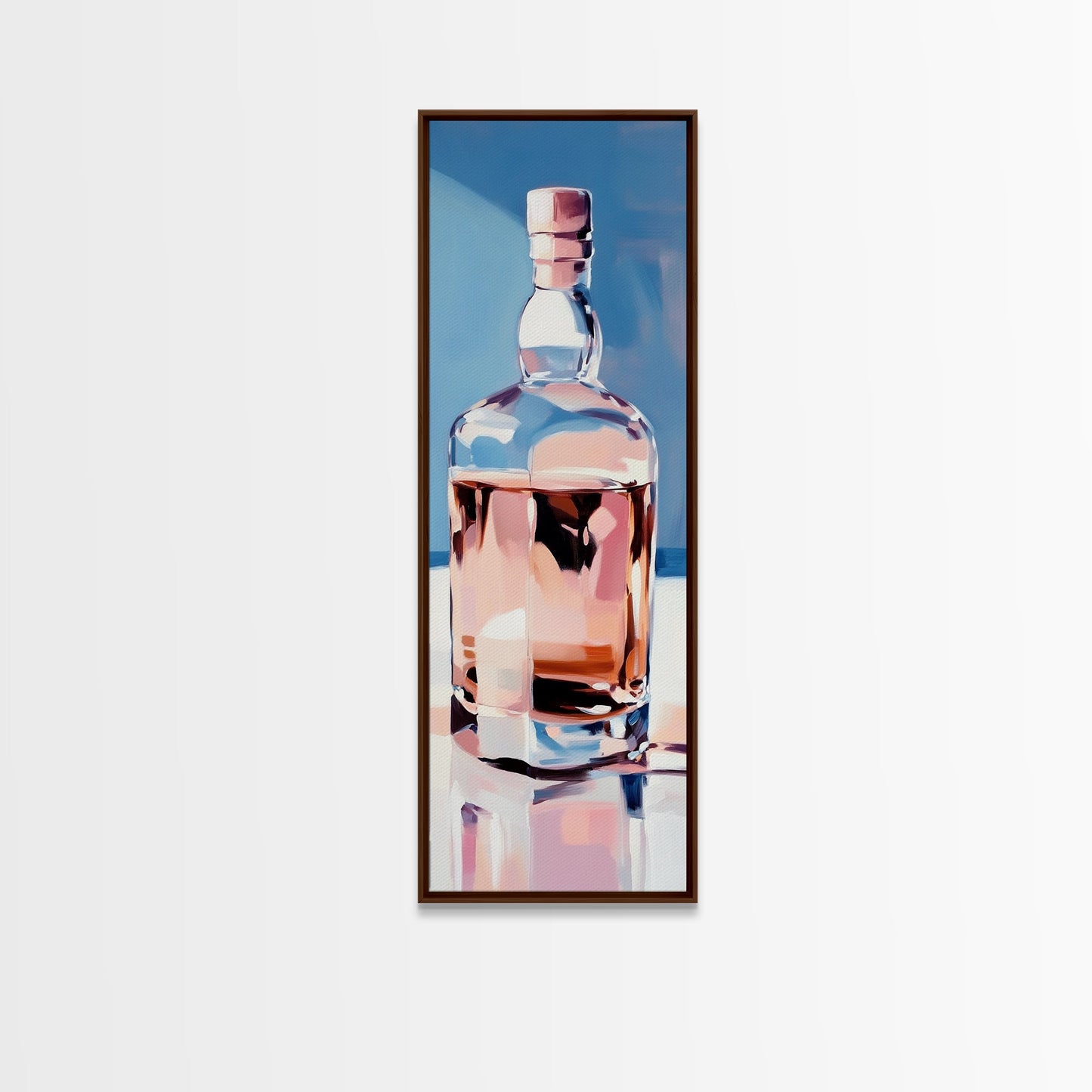 Whiskey Bottle, Elegant Bar, Glass Reflection, Canvas Print, Kitchen Wall Art, Modern Liquor Decor, Man Cave Art, Rustic Bar Wall Art