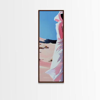 Wüstenspaziergang, Modische Wandkunst, Minimalistischer Figurendruck, Warme Farbtöne, Neutrale Wanddekoration, Moderne Ästhetik, Gerahmter Leinwanddruck