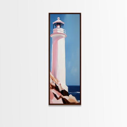 Lighthouse Serenity, Coastal Escape, Ocean Calm, Canvas Print, Nautical Wall Art, Minimalist Decor, Beach House Aesthetic, Office Art