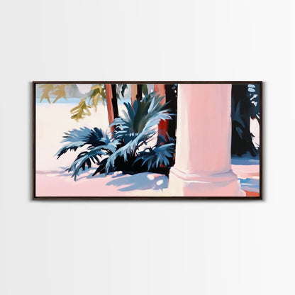 Palm Tree Painting, Coastal Tropical Art, Minimalist Summer Aesthetic, Soft Pastel Beach Decor, Boho Home Wall Art, Canvas Print