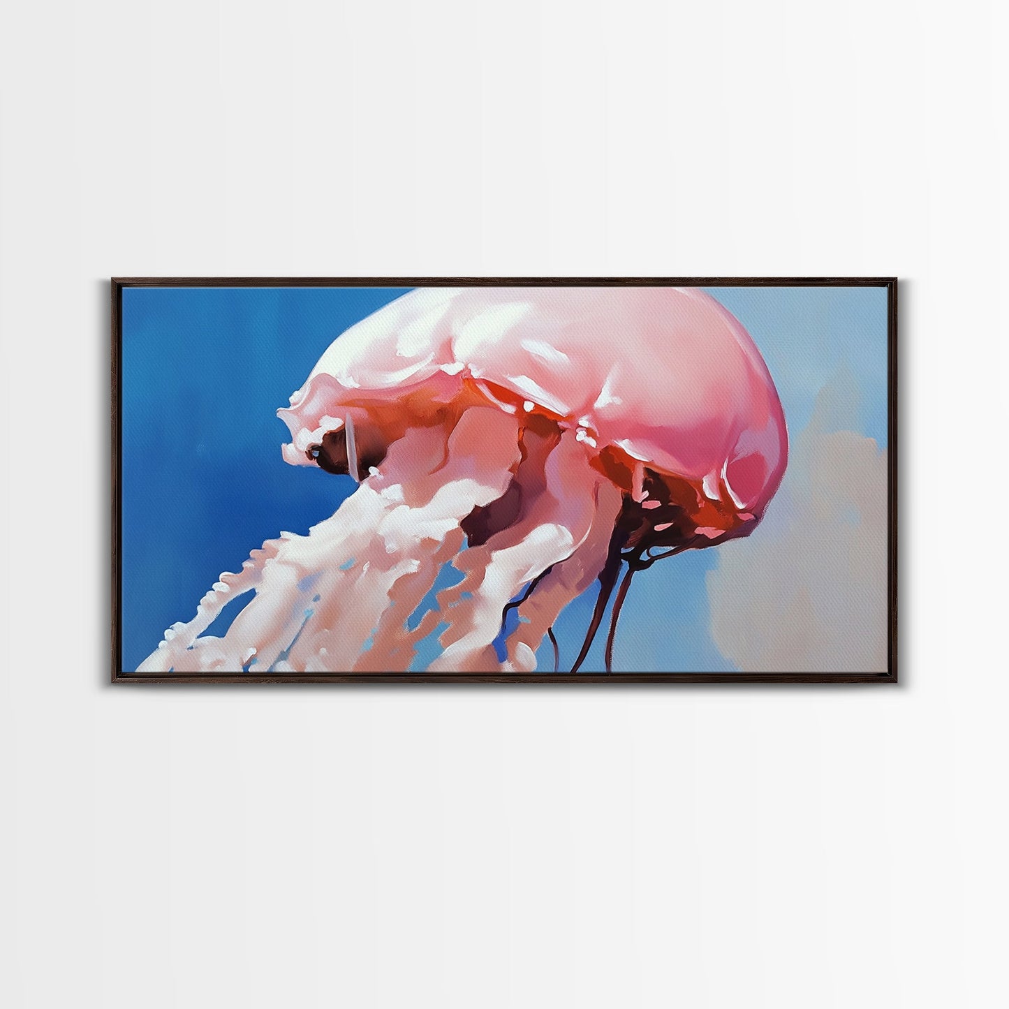 Quallen, Meereskunst, Meereslebewesen, Leinwanddruck, Küstenwanddeko, Strandhauskunst, Nautische Malerei, Minimalistische Unterwasserkunst