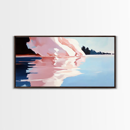 Eisbergspiegelung, Arktische Landschaft, Kühle Farbtöne, Meeresszene, Gerahmter Leinwanddruck, Moderne Wandkunst, Bürodekoration, Küstenmalerei