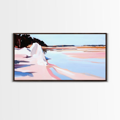 Klippen, Wasser, Spiegelung, Leinwanddruck, Küstenkunst, zeitgenössisches Seestück, Küstenansicht, Pastelllandschaft, Meeresdekor