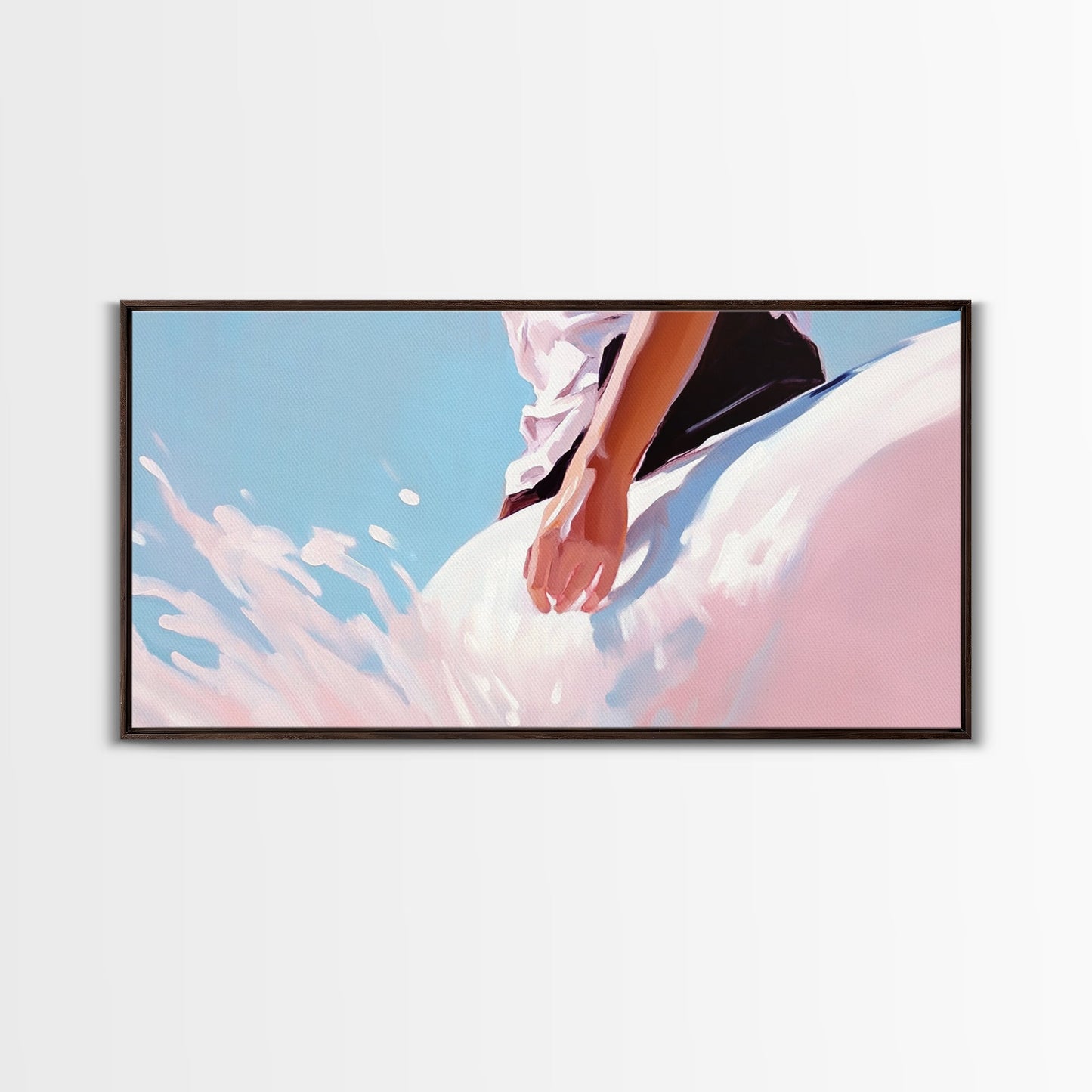 Meeresbrise, surrealer Farbtupfer, Küstenästhetik, moderne Strandkunst, nautische Dekoration, Wandkunst fürs Schlafzimmer, verträumte Pastellkunst, Leinwanddruck