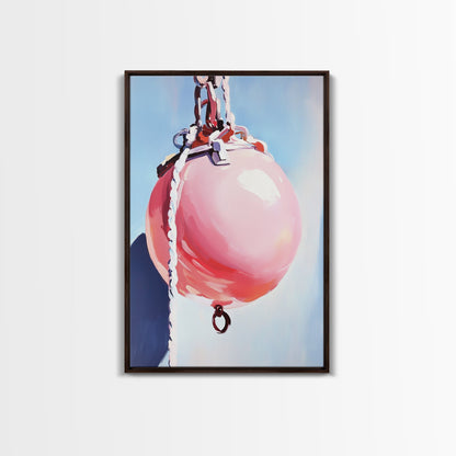 Coastal Buoy, Nautical Wall Art, Beach House Decor, Minimalist Art, Pastel Aesthetic, Ocean Theme, Framed Canvas Print, Modern Art