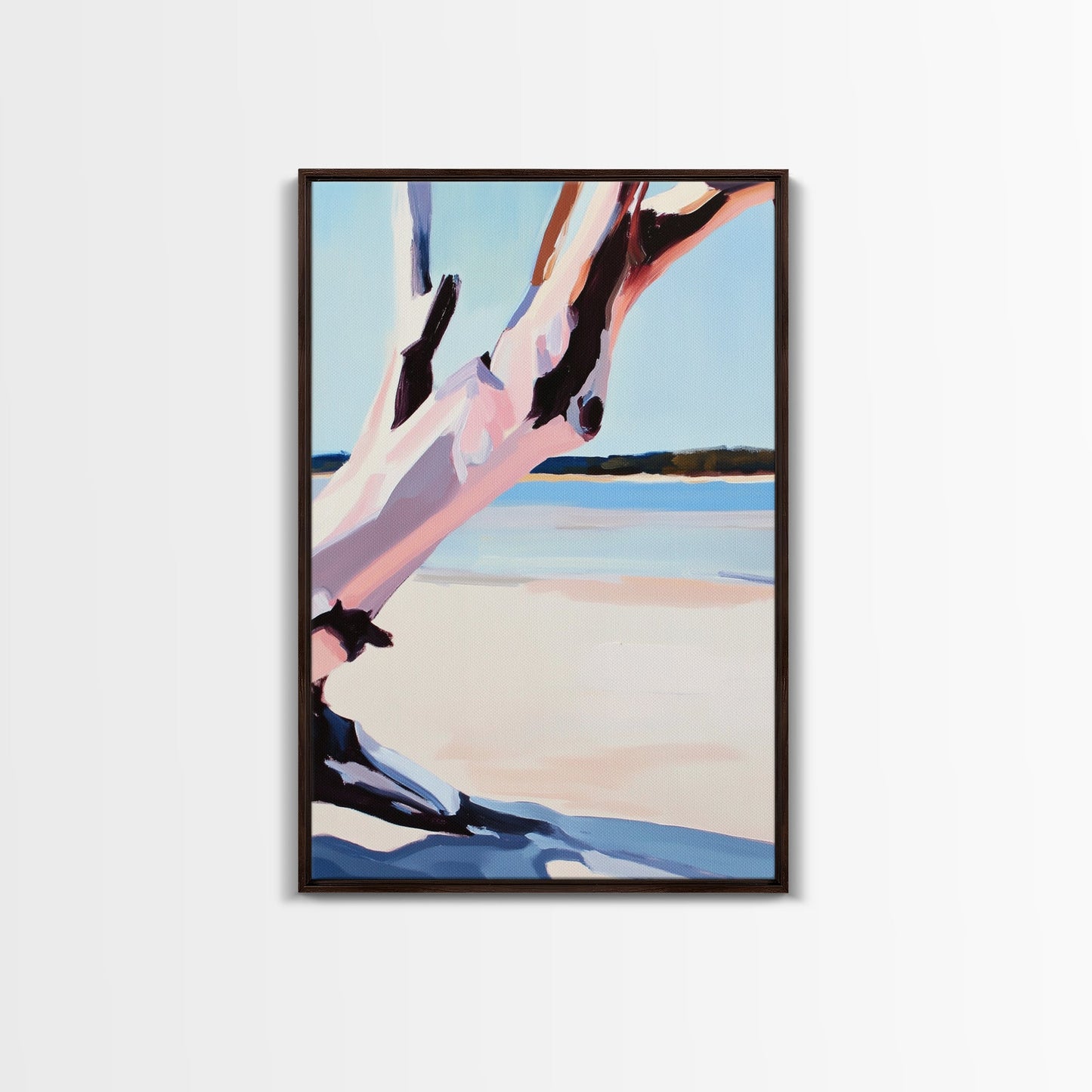 Pink Tree, Abstract Nature, Modern Boho Art, Minimalist Wall Decor, Framed Canvas Print, Living Room Wall Art, Pastel Home Decor